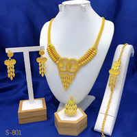 Ensemble d'accessoires TIANSHE pour femme : collier, bracelet, boucles d'oreilles et bague, style Dubaï, pour mariage transfrontalier