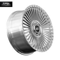 Jante personnalisée en alliage d'aluminium argenté, design turbine multi-rayons, 20 pouces 8J 5x120, finition polie pleine face, pour Muscle Car, berline de luxe, véhicule de croisière