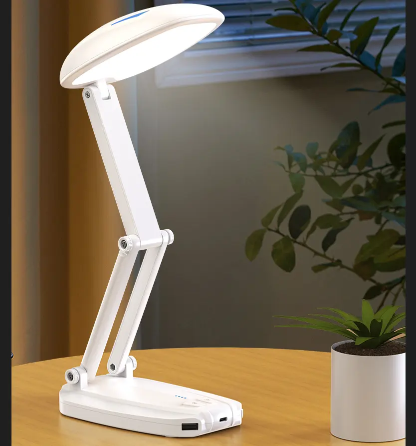 뜨거운 판매 다기능 접이식 휴대용 책상 램프 LED 지능형 충전식 블루 치아 스피커 프로모션 선물