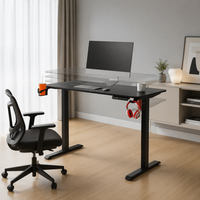 Bureau de jeu intelligent AOR avec levage électrique, support pour casque et porte-gobelet, hauteur réglable 72-116 cm, plateau en fibre de carbone