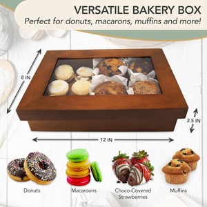 Caja de almacenamiento de aperitivos y postres de madera maciza, rectangular, con tapa, para almacenamiento de alimentos para pícnic al aire libre - Product Image 4
