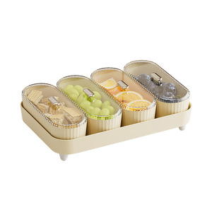 ถาดผลไม้พร้อมฝาปิด 4 ช่อง ทรงสี่เหลี่ยม แบบตั้งได้ กล่องเก็บอาหาร - Product Image 2