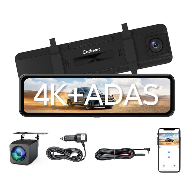 4K WIFI 12 Inch Rear View Mirror ADAS BSD Dash Cam Dual Lens Front and Rear Dash Camera for Car Dvr Carlover AI Dash Cam
