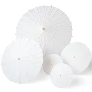 <b>Custom</b> Wooden Umbrella Mini White Paper Umbrellas Parasol for Wedding - Product Image 3