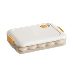 날짜 식품 용기를 기록하기위한 턴테이블이있는 1 층 플라스틱 냉동 만두 상자 주방 냉장고 보관 상자