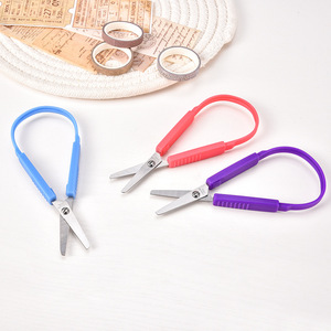 Safety Ring Scissors Automatic Spring Loaded Childrens Art Office Student Paper Cutting Stainless Steel V Shaped Home Use - Product Image 4