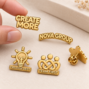Custom Gold Plated English Text Logo Metal Lapel <b>Pins</b> for Company Department Club and Team OEM ODM - Product Image 1