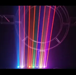 إضاءة مسرح احترافية 8 رئيس الليزر الأحمر + 5w RGB كامل لون شعاع مصباح بار ل DJ ديسكو