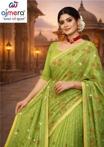 Sari de Algodón Ajmera Fashion Limited, Estampado Elegante, Traje Étnico Tradicional, Suave, Informal, para Fiestas, Bodas, Diwali, de Secado Rápido - Product Image 2