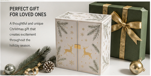 Luxury Double Door Christmas Gift Box with Pull Out Drawers Botanical Print Rigid Paperboard Packaging for Jewelry and Beauty - Product Image 2