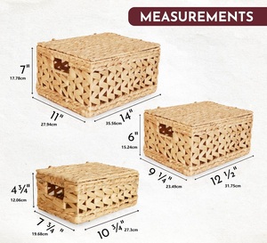 Top Bán Dệt Nước Hyacinth <span class=keywords><strong>Wicker</strong></span> Lưu Trữ Giỏ Có Nắp Đậy Hình Chữ Nhật Cho Khăn Sách Những Điều Nhỏ Sản Phẩm Trang Điểm - Product Image 5
