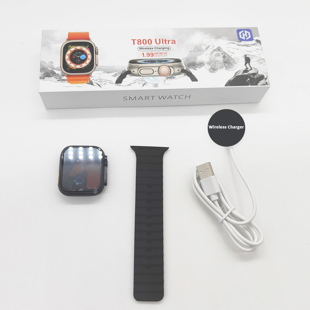 Newest T800 Ultra Smartwatch Series 8 with Wireless Charging- Black Newest T800 Ultra Smart Watch 1.99 Inch HD Large Screen BT Music Call Wrist Watch Health Monitor Sport Smartwatch Series 8 Ultra