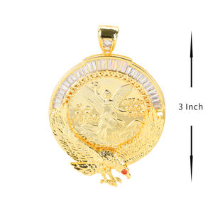 Pendentifs Centernario plaqués <span class=keywords><strong>or</strong></span> 14 carats, pièce de monnaie mexicaine de <span class=keywords><strong>50</strong></span> <span class=keywords><strong>pesos</strong></span>, grand pendentif religieux - Product Image 4