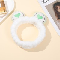 Serre-tête élastique en flanelle OEM en gros, motif grenouille aux grands yeux, pour spa, soins de la peau, maquillage, lavage du visage, cadeau amusant pour fille