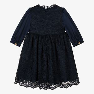 2025 haute qualité dentelle <span class=keywords><strong>noire</strong></span> enfants fille robe avec arc au printemps automne pour la fête personnalisée nouveauté enfants vêtements usine - Product Image 2