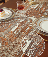 Chemin de table rétro en chenille jacquard noir imperméable et résistant à l'usure Summer Anne's