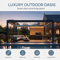 Pergola à toit à lames orientables en alliage d'aluminium, résistante à la pluie et au vent, personnalisable en usine pour cuisine extérieure, usage en resort et extérieur