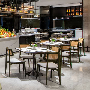 JEILI Juego <span class=keywords><strong>de</strong></span> Muebles <span class=keywords><strong>de</strong></span> Restaurante Comercial Moderno, Silla con Respaldo <span class=keywords><strong>de</strong></span> Mimbre, Mesa <span class=keywords><strong>de</strong></span> Mármol, Estilo Buffet Bistro <span class=keywords><strong>de</strong></span> Alta Gama - Product Image 2
