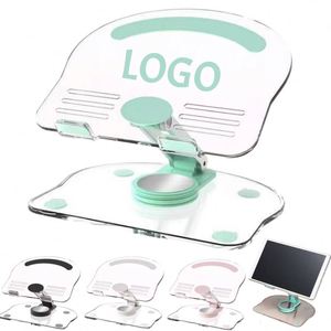 Custom LOGO 360° Rotating Portable Acrylic Folding <b>Tablet</b> <b>Stand</b> Adjustable Desktop Table Holder Base Non-Slip Silicone Base - Product Image 1