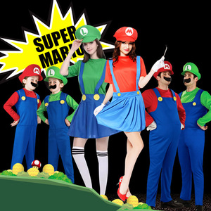 Disfraz de Super Mario para Adultos, Traje de Cosplay Verde y Rojo de Poliéster para Fiestas, para Hombres y Mujeres - Product Image 1