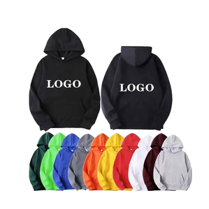 Sweat-shirt à capuche épais en mélange de coton pour l'hiver, pull en polaire avec logo personnalisé imprimé sur le devant, coupe oversize, imperméable, streetwear pour homme - Product Image 1
