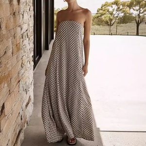 Vestido de Verano para Mujer al por Mayor, Personalizado, OEM, de Alta Calidad, con Cintura Natural, Estilo Simple, Hombros Descubiertos, Estampado, para Vacaciones y Uso Diario - Product Image 5