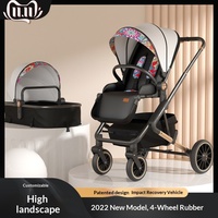 Poussette bébé modèle A8, cadre en alliage d'aluminium, pliable, absorption des chocs bidirectionnelle, pour nouveau-nés de 6 mois, quatre roues, pliage à une touche