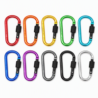 Mousqueton à vis en alliage d'aluminium O-MAK OM-18-031, anneau en D anodisé, crochet extérieur, porte-clés pour sac à dos, bouteille d'eau, antidérapant