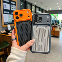 Coque de téléphone magnétique rafraîchissante en nid d'abeille pour l'été, pour iPhone 17 16 15 14 Pro Max, avec dos ventilé texturé ombré et respirant