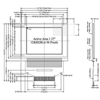 Modul Layar AMOLED Warna 1,27 inci 128x96 SSD1351 30PIN SPI I2C Antarmuka Paralel untuk Produk yang Dikenakan, Dijual dari Pabrik