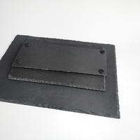 Assiette rectangulaire en ardoise noire avec motif de fromage à steak gravé pour décor de Noël au restaurant ou assiette en pierre Wajila pour la maison