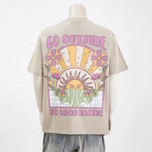 Mode col rond imprimé t-shirt hommes Y2K logo personnalisé t-shirt en coton lourd - Product Image 4