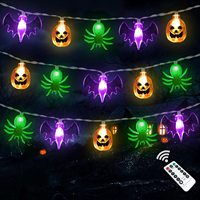 Guirlandes lumineuses LED pour décoration d'Halloween, citrouille, chauve-souris, fantôme, araignée, éclairage festif effrayant pour fête d'Halloween, lumières décoratives