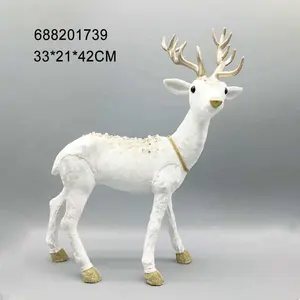 SYART Outdoor Weihnachts dekorationen Luxus zubehör Handmade Velvet Pink White Deer Ornament Decor