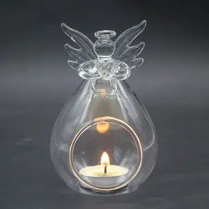 批发天使形玻璃容器玻璃悬挂奉献烛台婚礼装饰品礼品玻璃烛台罐子