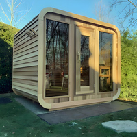 Sauna Ecológica de Madera Sólida en Forma de Cubo, Sauna Exterior de Cedro Rojo para 4-6 Personas, Cuidado de Bienestar