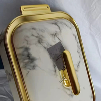 Nouveauté : Contenant alimentaire isotherme rectangulaire de 4 litres, casserole isolée avec bordure plaquée or de luxe pour les fêtes