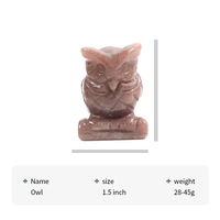 Vente en gros de figurines de hibou de nuit en pierre de cristal naturelle de 1,5 pouce, sculptées à la main, décoration de la maison et du bureau, sagesse, protection, cadeau spirituel
