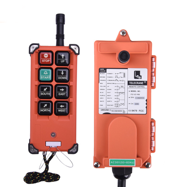 Telecrane F21-E1B 12v-24V DC 6 Buttons RF 315MHZ Hoist Winch Industrial Wireless Radio Crane Remote Control