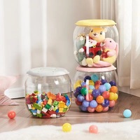 Seau de rangement multifonctionnel créatif transparent en PP+PET, tabouret, jouets en peluche pour enfants, poupées, organisateur de salon
