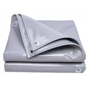 1.5x2m 1320GSM PVC Grey Knife Scraping Cloth Oil Cloth Sliding Roof Cloth Factory Building Outdoor