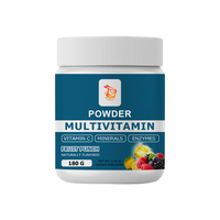Multivitaminepoeder met vitamine C, mineralen, enzymen, fruitpunch smaak, natuurlijk gearomatiseerd, verhoogt natuurlijke energie, immuunondersteuning