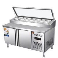 Table de préparation de pizzas réfrigérée commerciale avec portes doubles, dégivrage automatique, plage de température de 2 à 8°C