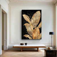 Peinture murale décorative en trois parties, motif feuille d'or, avec incrustations de diamants et cadre en alliage d'aluminium, vente en gros