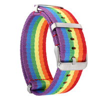 Bracelet de montre en nylon coloré de haute qualité, tissu respirant tissé, bracelet de sport avec boucle en acier inoxydable pour hommes et femmes