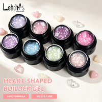 Kit de vernis à ongles en gel en gros, 8 couleurs, paillettes en forme de cœur, sans HEMA, kit d'extension d'ongles professionnel, marque privée