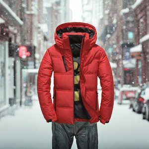 <b>Men's</b> Winter Hooded Waterproof Canvas <b>Down</b> <b>Jacket</b> 65% <b>Down</b> <b>Filled</b> Windproof Casual Zipper Coat Plus Size - Product Image 3