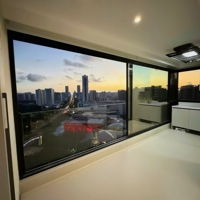 Ventana Corredera Panorámica de Aluminio con Marco Negro Moderno, Venta al Por Mayor de Fábrica, para Balcón Exterior de Apartamentos de Gran Altura