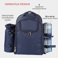 Sac à dos de pique-nique noir personnalisé en usine BSCI sac isotherme en polyester avec fermeture à glissière pour 4 personnes pour les pique-niques