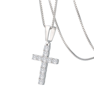 Hot Sale Fashion S925 Sterling <b>Silver</b> Cross Pendant Necklace Inlaid Moissanite Stone <b>Box</b> <b>Chain</b> Luxury Women - Product Image 1